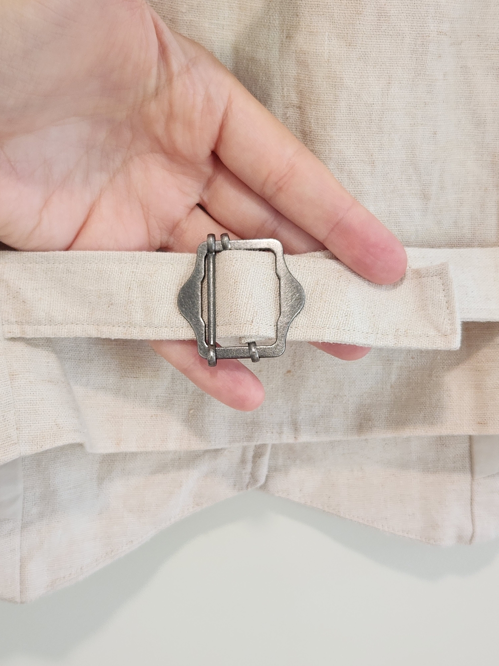 Hollister Cream Button-Front Linen Blend Crop Top Button Vest Medium - Picture 5 of 12